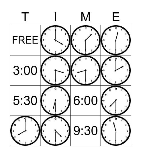 Clock BINGO! Bingo Card