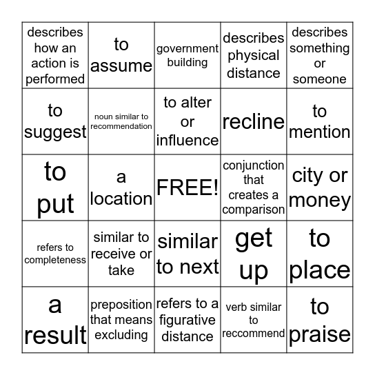 Commonly Confused Word Pairs Bingo Card