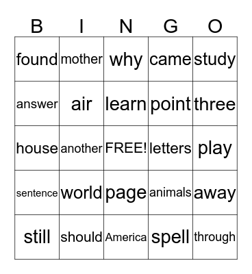 Archer's  Bingo Card