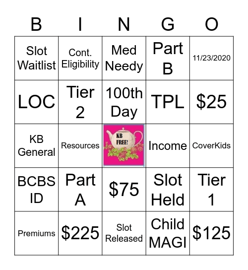 What's the KB Tea? Bingo Card
