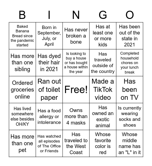 Team Nunnery - Fun Edition Bingo Card