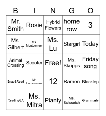 HPDS Trivia Bingo Card