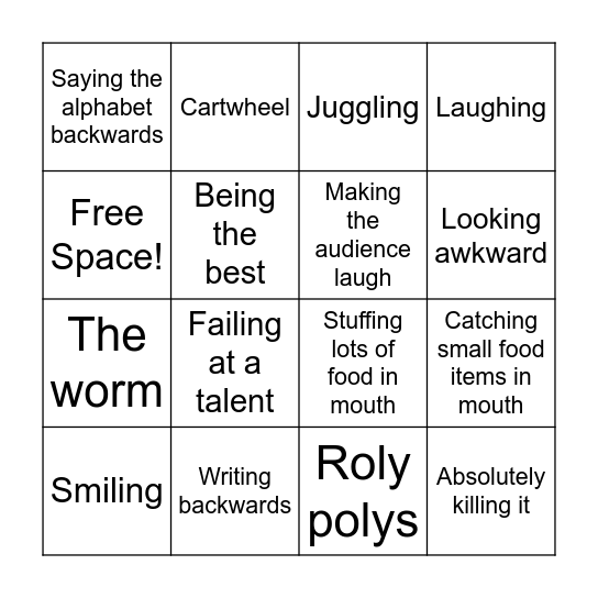 Mikaylah and Angela's amazing microtalents Bingo Card