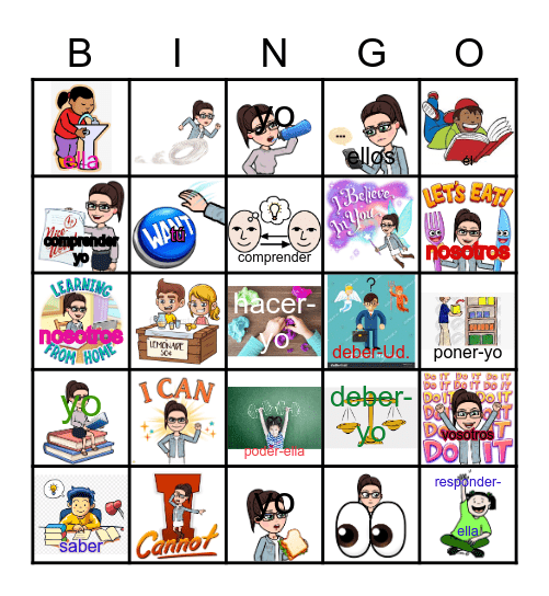 verbos -er regular & irregular Bingo Card