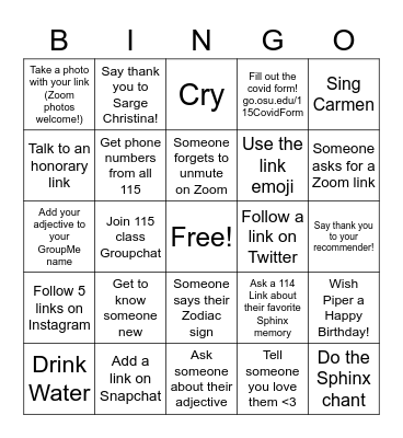 115 Bingo Card