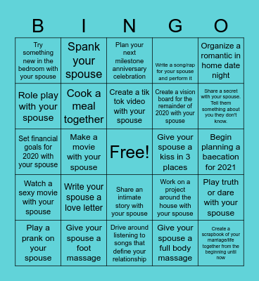 Couples Bingo Card