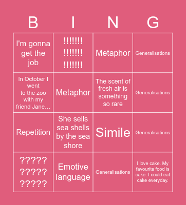 PERSUASIVE TECHNIQUES BINGO Card