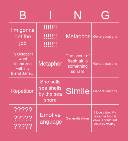 PERSUASIVE TECHNIQUES BINGO Card