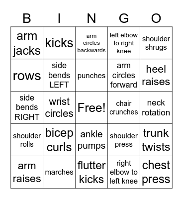Fitness Bingo! Bingo Card