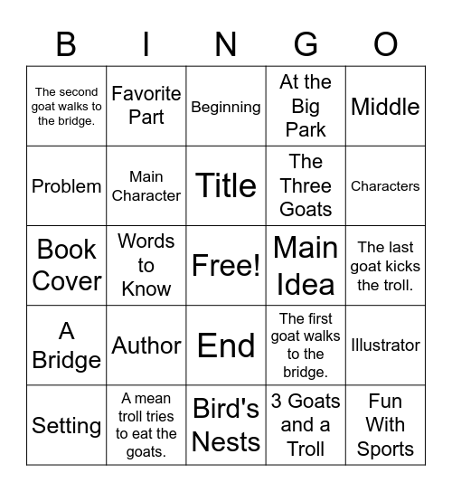 Book Week Bingo Card