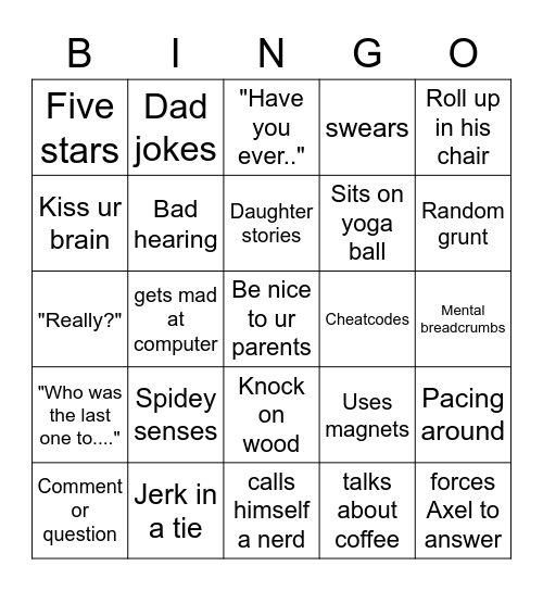 Dunbar Bingo Card