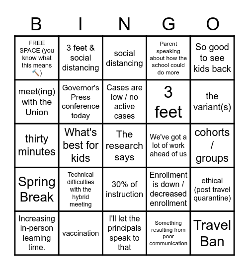 March SBBN Bingo Card