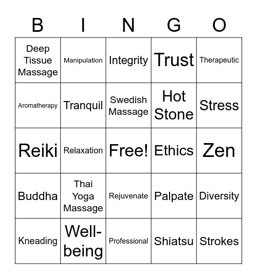 Different Strokes Bingo Card