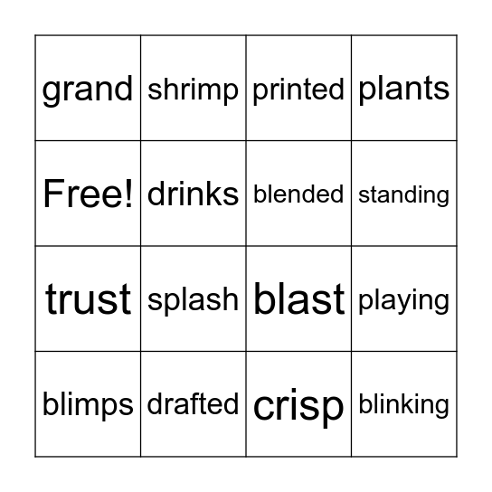 5 Sound Words Bingo Card