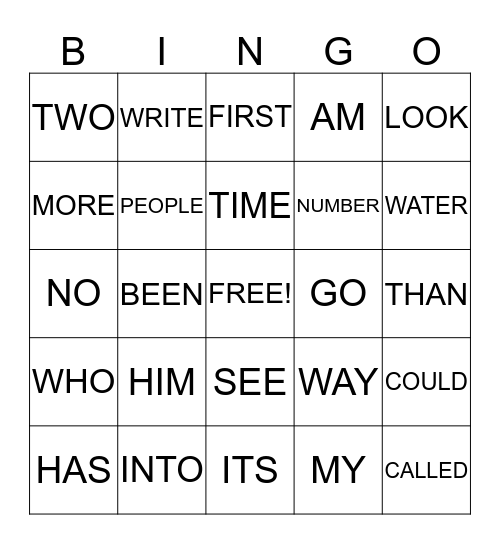 SIGHT WORD LIST D Bingo Card