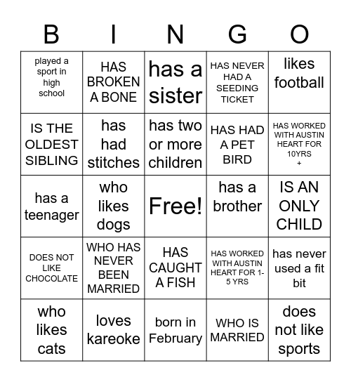 Find someone who... Bingo Card