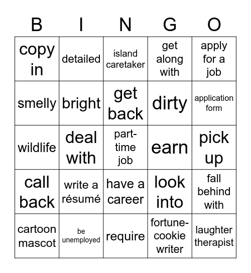 just-the-job-bingo-card