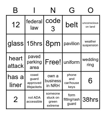NRH2O POLICIES Bingo Card