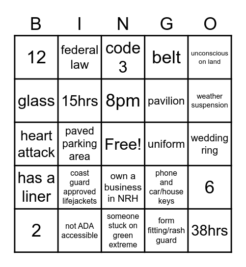 NRH2O POLICIES Bingo Card