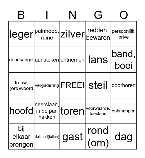 woordenbingo les 20  Bingo Card