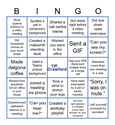 REMOTE WORK BINGO Card