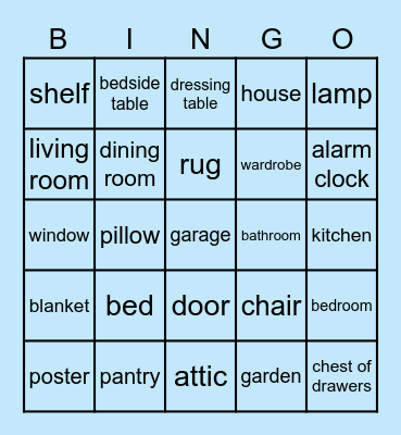 Bedroom Bingo Card