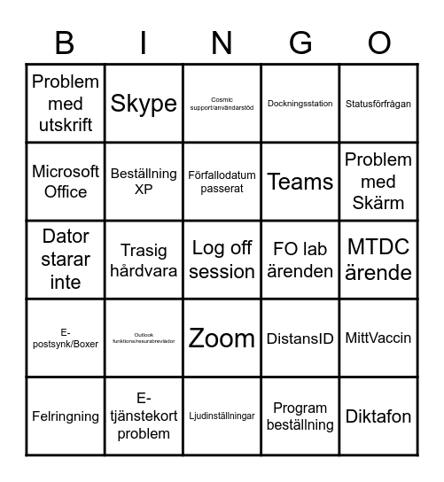 MTIT Bingo Card