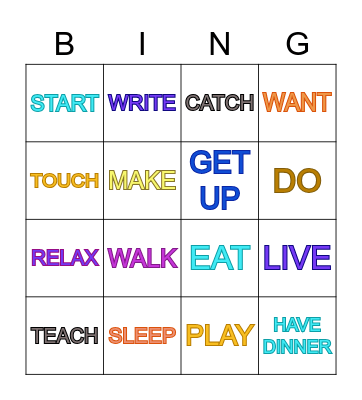 Verbs Bingo! Bingo Card