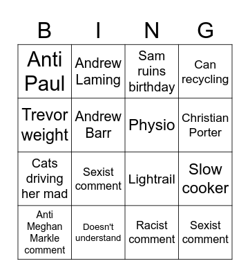 Grandma Bingo Card