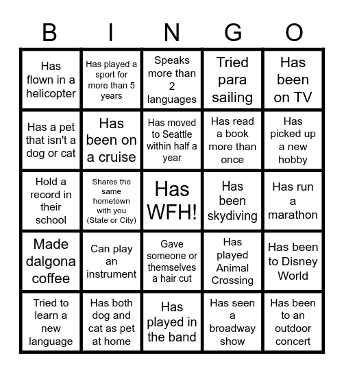 SnDBox Bingo - Find Someone Who Bingo Card