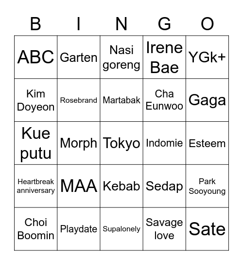 Mayu chan Bingo Card