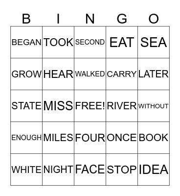 SIGHT WORDS LIST L Bingo Card