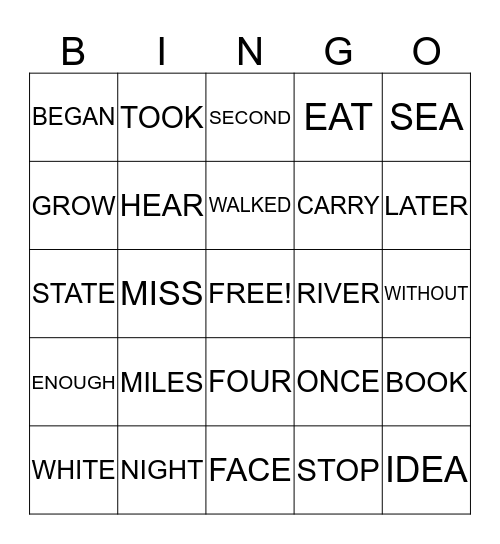 SIGHT WORDS LIST L Bingo Card