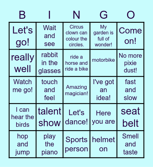 Fairyland 3 Unit 8 Bingo Card