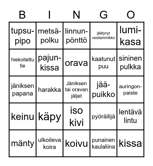 Ulkoilubingo Card