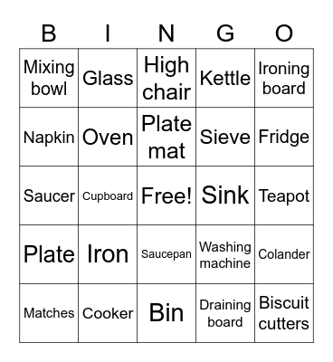 In the kitchen Bingo Card