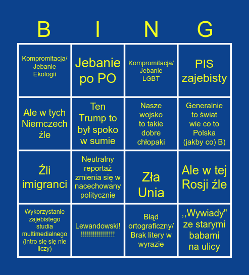 TVP wiadomości Bingo Card