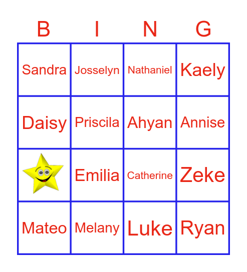 Friendship Bingo Card