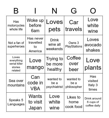 Gang Bingo Card