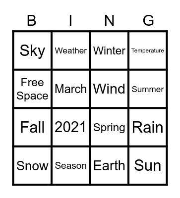 MARCH Bingo Card
