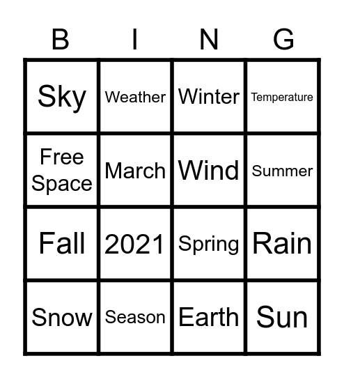 MARCH Bingo Card