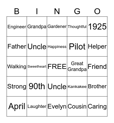 Jerry's Birthday Bingo Card