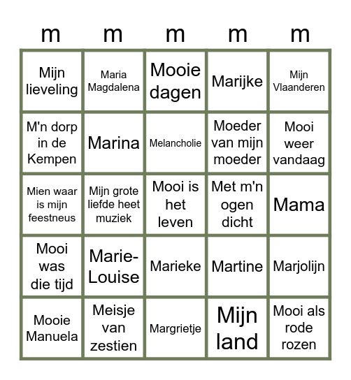 Mmmmmmeezingers 2021 Bingo Card