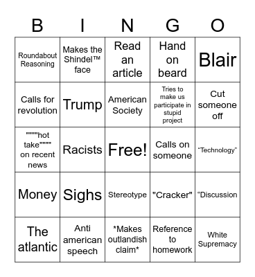 Shindingo Bingo Card