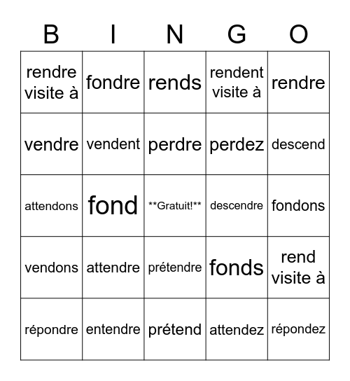 les-verbes-en-re-bingo-card