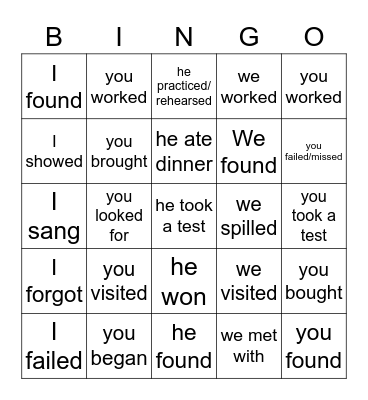 Une Mauvaise Journée-anglais Bingo Card