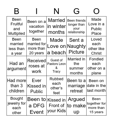 Destined for Greatness Love Bingo Card