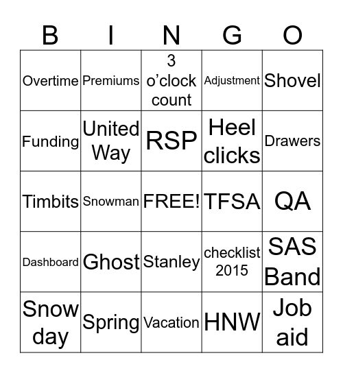 SAS RSP SEASON BINGO!!  Bingo Card