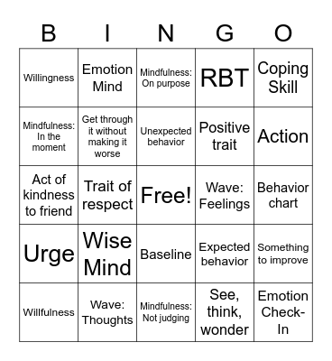 SEL DAY BINGO Card
