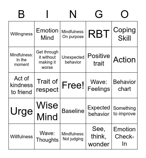 SEL DAY BINGO Card